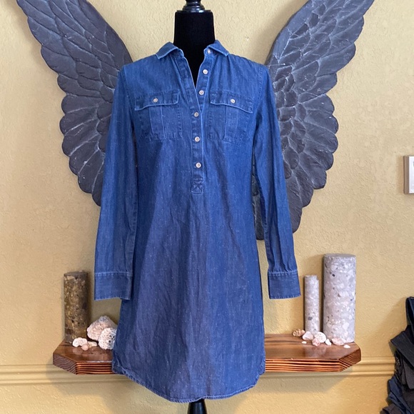 Tommy Hilfiger Denim Jean Dress With Cuff Sleeves - Picture 1 of 8
